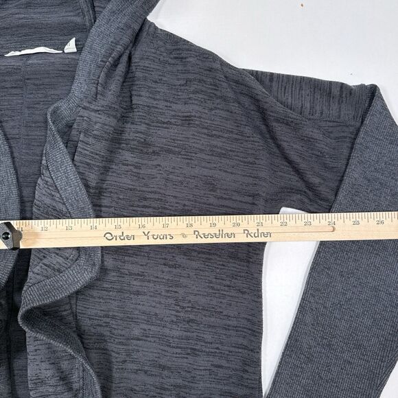 Athleta Blissful Open Front Hooded Wrap Cardigan Sweater Size Large Dark Gray - Picture 9 of 10